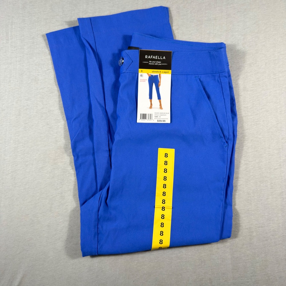 Rafaella Women Dazzling Blue Stretch Capri Pants Size 8 NWT